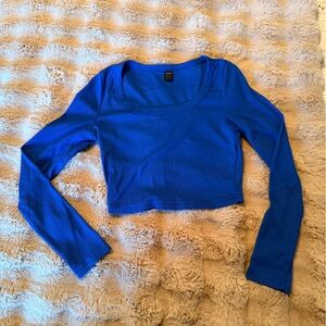 Blue Long Sleeve Crop Top